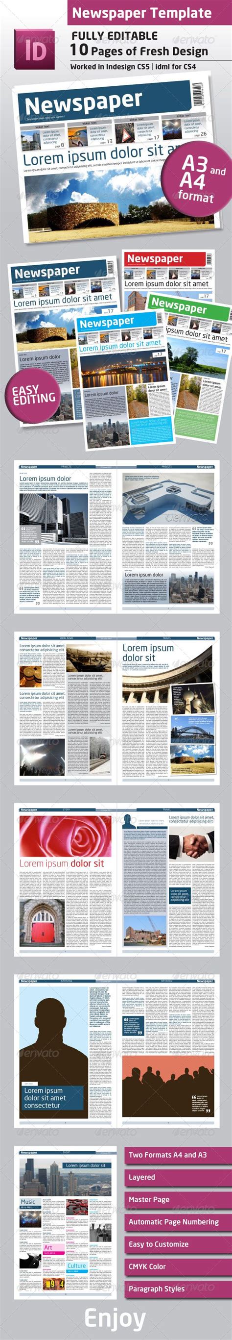 Your mailing the tabloid newspaper layout design. Newspaper Template A4 and A3 Format 10 Pages | Newsletter ...