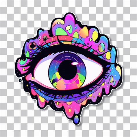 Colorful Trippy Eye Sticker Psychedelic Vision Png Sticker