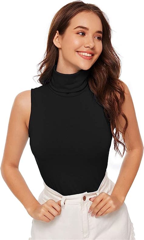 sleeveless turtlenecks for women black sim fit mock neck tank top black small muckli ice gla