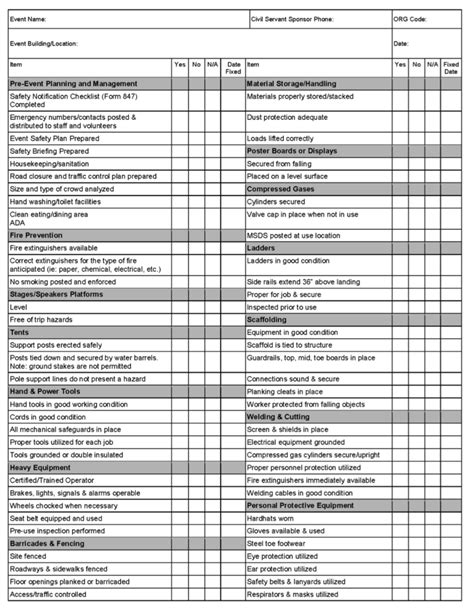Vehicle Safety Inspection Checklist Safety Inspection Forms Inside
