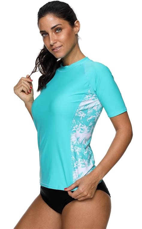 ATTRACO Womens Short Sleeve Rashguard Swimwear UPF Rash Guard Athletic Tops