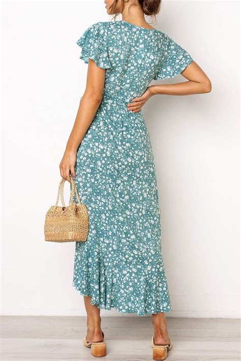 Floral Printed Ankle Length Dress Women Dresses Fashion Shopping