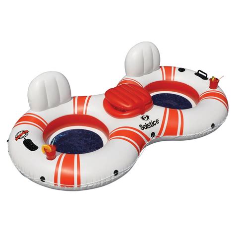88 Inflatable White And Red Duo Swimming Pool Float With Cooler