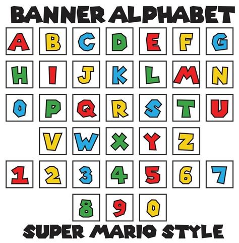 Mario Style Letters A Z Numbers 0 9 Set Of 36 Banner Etsy Super