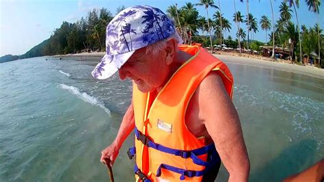 Thailand Beach Retired Grandpa Goes Swimming Youtube