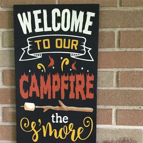Welcome To Our Campfire The Smore The Merrier Campfire Sign Etsy