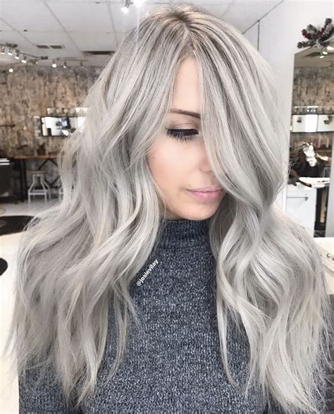 5 Winter Tones Youll Fall In Love With Grey Blonde Hair Dark Roots Blonde Hair Blonde Hair