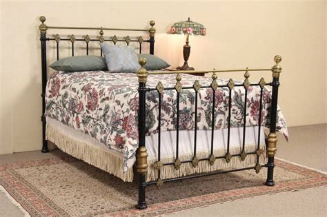 Victorian 1895 Antique Iron And Brass Full Size Bed