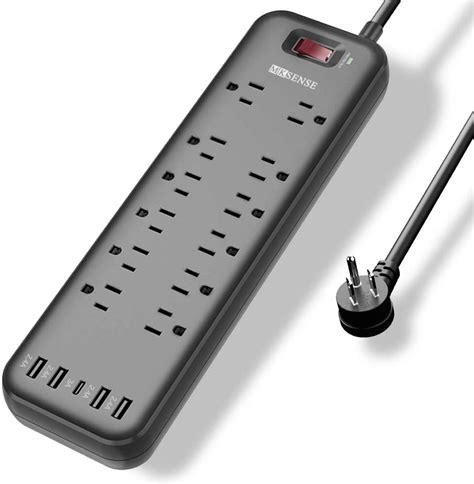 Power Strip Mksense Surge Protector With 12 Outlets And 4 Usb Ports And 1