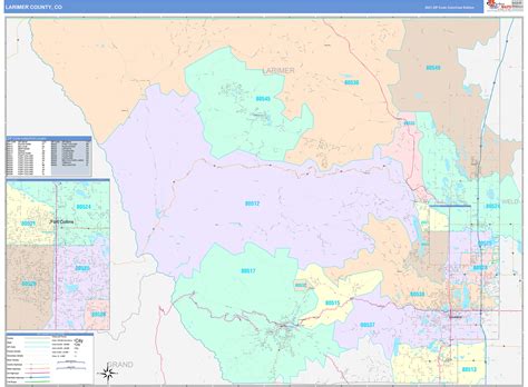 Larimer County, CO Wall Map Color Cast Style by MarketMAPS - MapSales