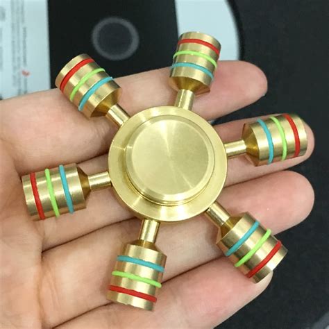 Rainbow Fidget Spinner Metal 6 Finger Spinner Hand Spinner Brass Alloy