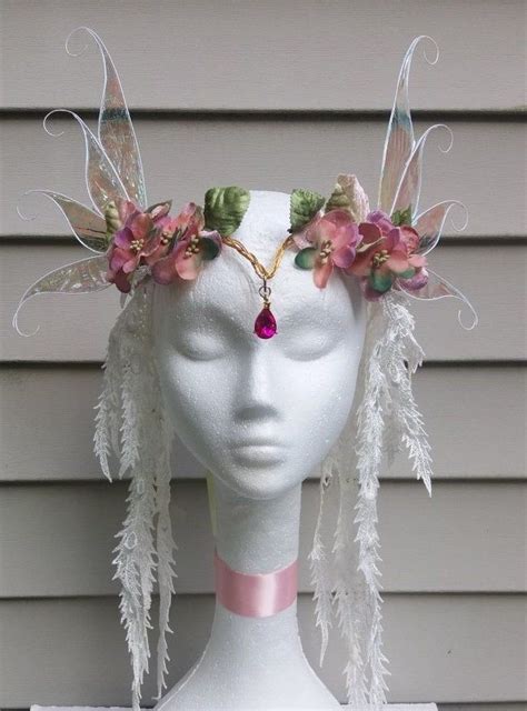 the pink fairy winged crown fairy crown fairy headpiece fairy costume halloween costume