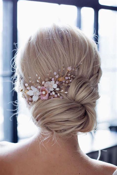 Bridal Hair Accessories To Inspire Hairstyle Low Updo With White And