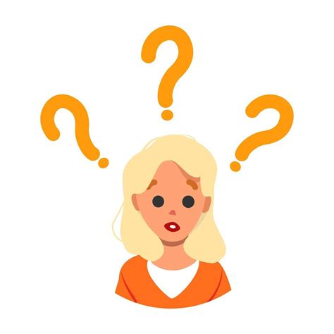 Confused Woman Face Simple Flat Vector Illustration Of Question Dilemma Problem Concept