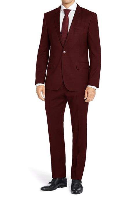 Mens Classic Fit 2 Piece Suit Burgundy Cs186t30o8t Mens Clothing
