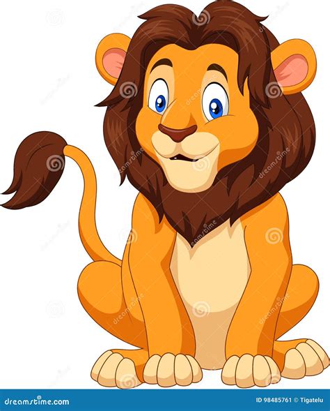 Cartoon Happy Lion Sitting Stock Vector Illustration Of Happy 98485761