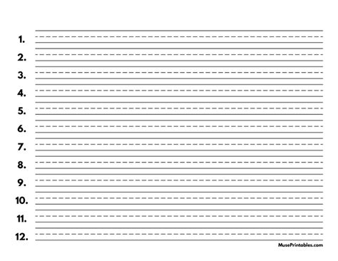Printable Black And White Numbered Handwriting Paper 38 Inch