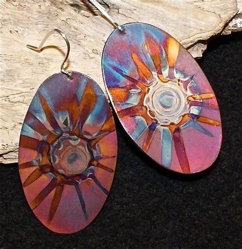 Oval Copper Earrings Large Magenta Copper Jewelry By Dawily 26 00 Handmade Copper Sell