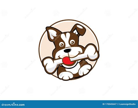Dog Puppy Bone Cartoon Logo Stock Vector Illustration Of Funny