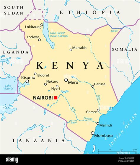 Carte Politique Du Kenya Nairobi Capitale Des Frontières Nationales