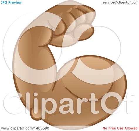 Clipart Of A Cartoon Emoji Arm Flexing Its Muscles Royalty Free