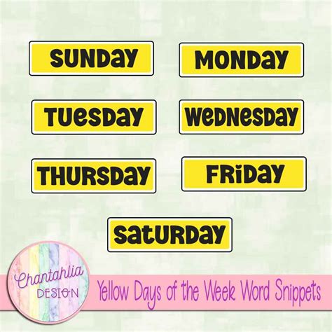 Free Days Of The Week Word Snippets In Yellow