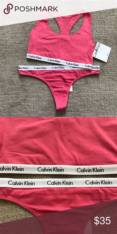 Calvin Klein Bralette And Thong Pink Set Brand New Without Tags Small Set