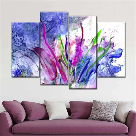 Abstract Flower Wall Art Painting Purple Canvas Art Abstract