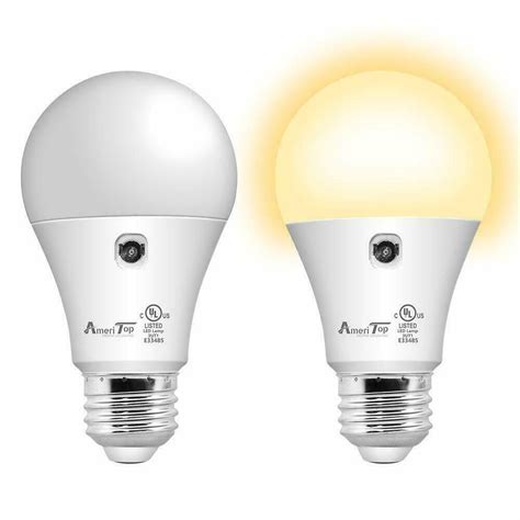 Dusk To Dawn Light Bulb 2 Pack A19 Led Sensor Light Bulbs Ul Listed