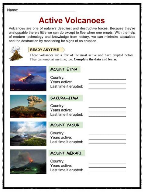 Volcano Fun Facts Worksheets And Interesting Information For Kids