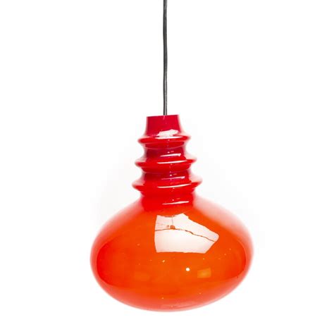 Vintage Red Glass Pendant Lamp For Peil And Putzler
