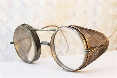 30s metal glasses steel 1930 s round eyeglasses silver safety goggles circle frame unisex 49 28