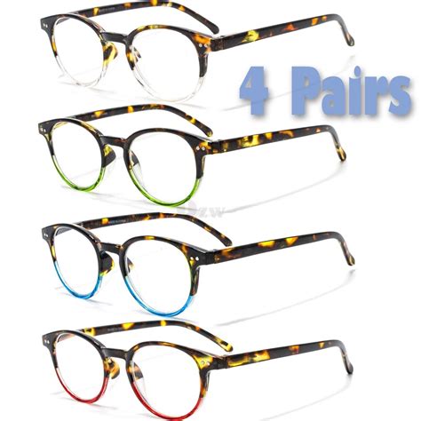 4 pairs womens men round horn oval reading glasses spring hinge power reader 1 4 ebay