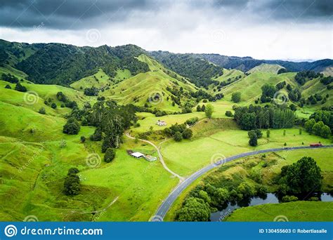 Arial View Of Beautiful Landscape Of Whanganui New Zealand Stock Image