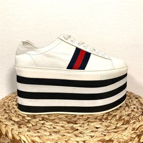 Gucci Shoes Gucci Peggy Wedge Platform Sneakers White Leather