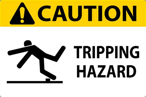 Caution Tripping Hazard Label Sign On White Background 13832818 Vector