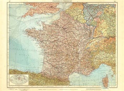 Vintage Map Of France 1922 Antique Lithograph Etsy France Map