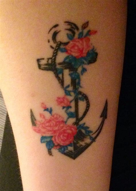 I Like The Flowers Added To The Anchor Tattoos Flower