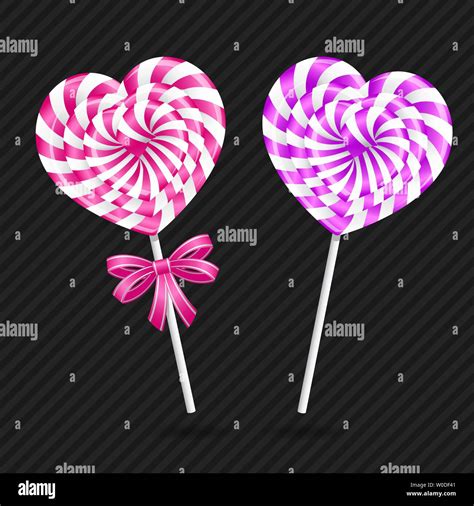 Two Heart Shaped Lollipops Vector Stock Vector Image And Art Alamy