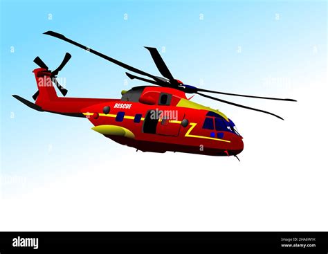 Ambulance Red Helicopter Vector 3d Illustration Stock Vector Image