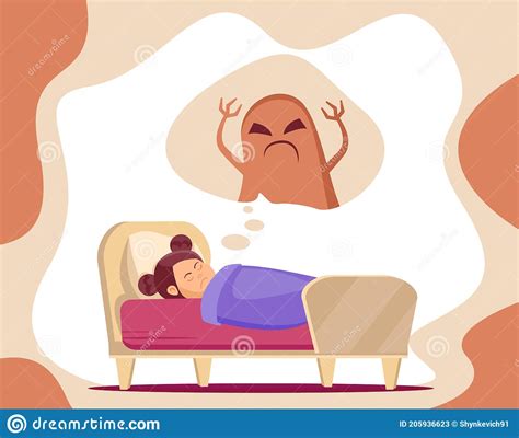 Illustration Of A Little Girl Having A Nightmare While Sleeping Stock