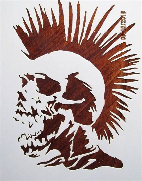 Skull With Mohawk Stenciltemplate Reusable 10 Mil Mylar Etsy In 2020