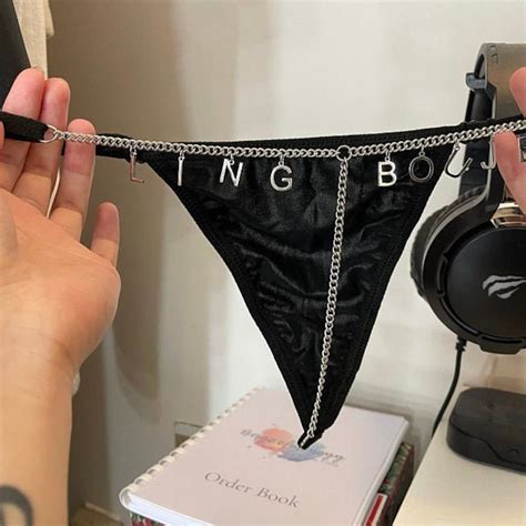 Custom Letter Charm Chain G String Thong Panties Underwear Etsyde