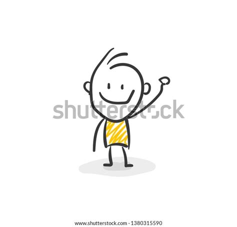 Smiling Business Stick Figure Waving Vector Stock Vector Royalty Free