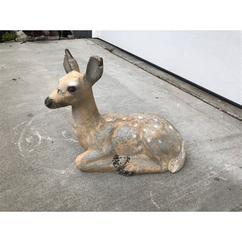 1950s Vintage Concrete Deer Garden Statue Chairish