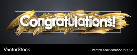 Congratulations Shiny Banner With Golden Brush Vector Image