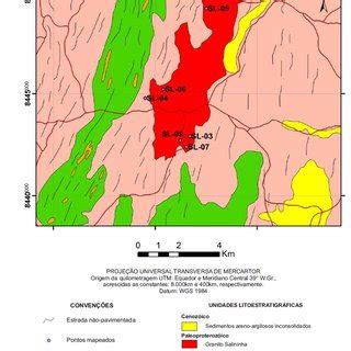 Mapa geológico simplificado da área estudada com destaque para o Download Scientific