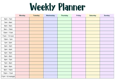 Printable Weekly Schedule With Time Slots Printable Templates
