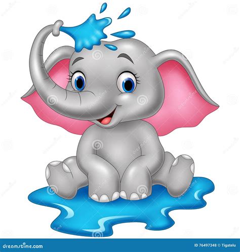 Elephant Spraying Water Clip Art