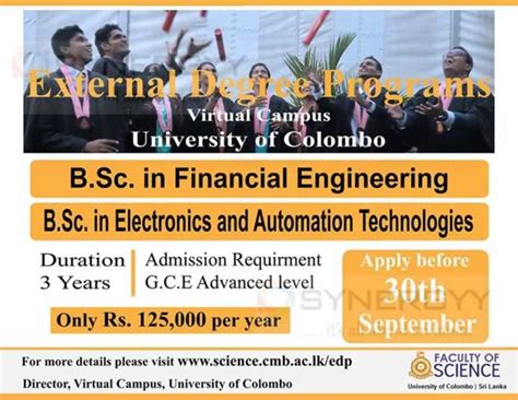 University Of Colombo External Degree On Bsc In Financial Engineering